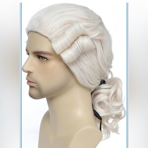 NWT 18th Century Colonial Judge Wig George Washington Lawyer Aristocrat Curly